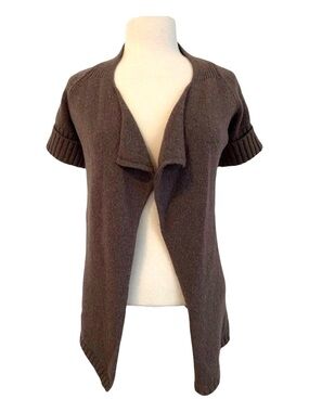Vince. designer knit sweater cardigan open front neutral brown short sleeves XS